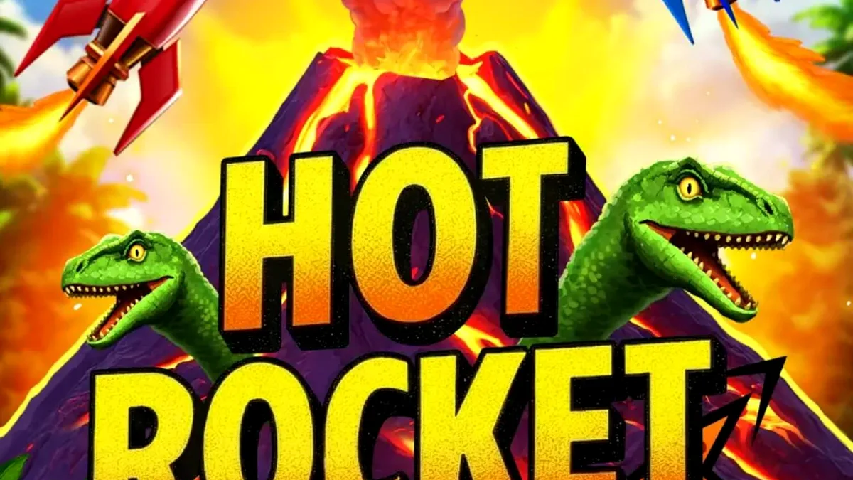Hot Rocket 5x 3x 2x স্লট গেমের ইন্টারফেস এবং ভলকানো থিম